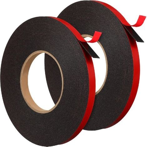 2 Rolls Double Sided Tape Heavy Duty Waterproof Mounting Foam Tape Adhesive Tape Double Stick Tape Black Double Sided Tape for Office Decor, Home Decor, Car Decor, LED Lights (20mm 20m) (1/5)