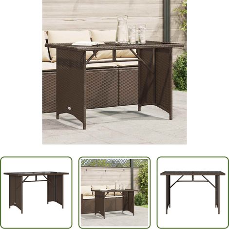 Glasplatte - Gartentisch mit Glasplatte Braun 110x68x70 cm Poly Rattan (1/5)
