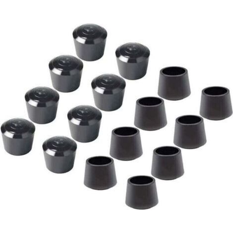 16 Paquet Embouts de protection de chaise, Embout pied de chaise Caoutchouc pied de chaise Protection Embouts, Diamètre intérieur - 7/8 pouce / 22 mm, noir (1/4)