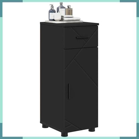Cabinet de salle de bain - 883325 - Noir - Avec tiroir et 2 portes - 30 x 35 x 80 cm (1/5)