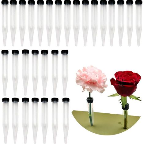 50pcs (10 x 1,7 cm)Fleur Tubes en Plastique Tube à Fleurs Réutilisables Fleur Tubes Transparents pour Plantes D'arrangement Floral (1/5)