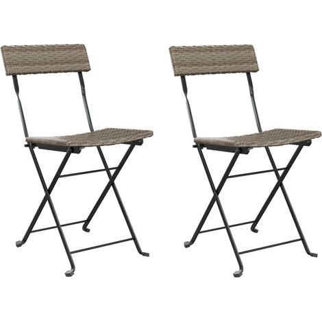 Maison Exclusive - Bistrostühle 2 Stk. Klappbar Grau Poly Rattan