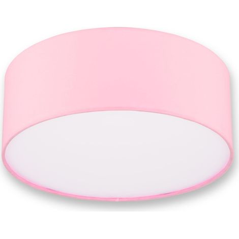 Plafonnier chambre - 30cm, rond, avec abat-jour en tissu, rose (1/5)