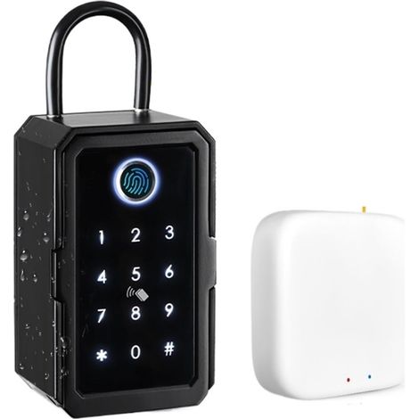 Petit coffre-fort Coffre-fort à clés Tuya Ttlock empreinte digitale boîte à clés numérique App accès à distance montage mural combinaison sécurité Lockbox(Tuya with gateway) (1/5)