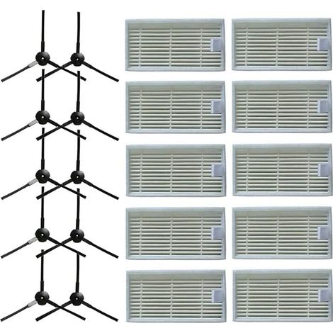 CYRILL –10 brosses latérales + 10 filtres HEPA pour aspirateur robotique Lidl SilverCrest SSR 3000 A1 (1/5)