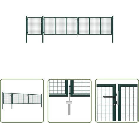 The Living Store Gartentor Stahl 500×75 cm Grün - Zaun - Gartentor - Stahltür - Hauseingang - Sicherheitszaun (1/5)