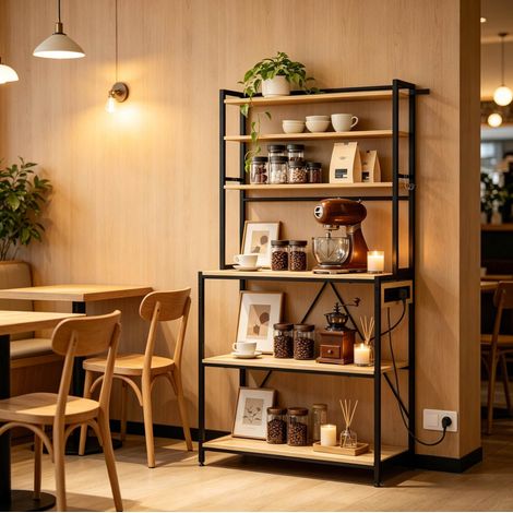 Meuble rangement cuisine avec prises 80x40x167 cm OKMYHOME (1/5)