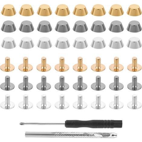 Lot de 26 pieds de sac à main, clous en laiton à tête plate, rivets métalliques, pour la confection de sacs à main en cuir. (1/5)