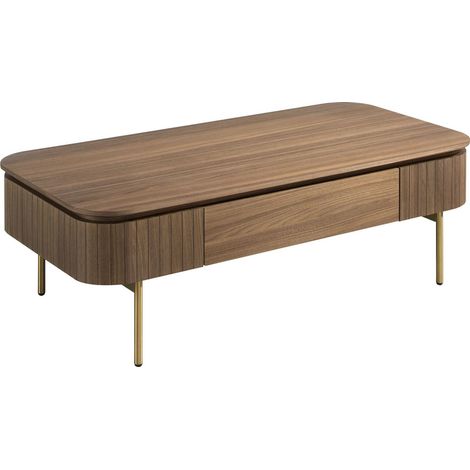 Table basse rectangulaire Angel Cerda en noyer et or - Noyer doré (1/5)