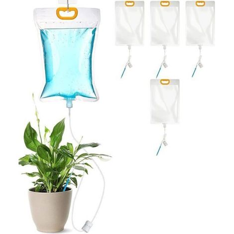 Lot de 5 sacs d'irrigation goutte à goutte automatique-Débit réglable-Système d'irrigation automatique - l'extérieur - 3,5 l (1/4)