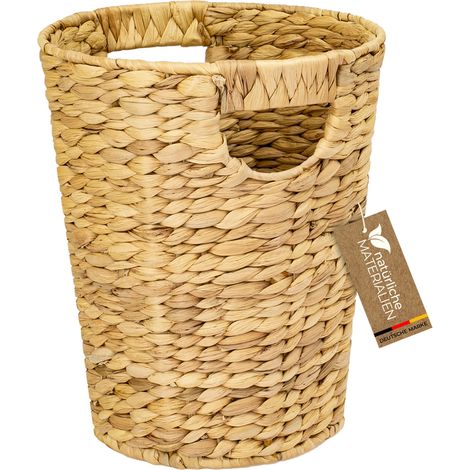 HMF Papierkorb Büro, Aufbewahrungskorb geflochten aus Wasserhyazinthe, Rund, 25 cm Durchmesser, 30 cm Höhe