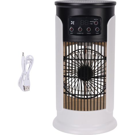 Ventilateur climatiseur portable avec réservoir d'eau de 300 ml, USB, silencieux, rafraîchisseur d'air évaporatif 3 en 1 avec minuterie, idéal pour le bureau et la maison. (1/5)