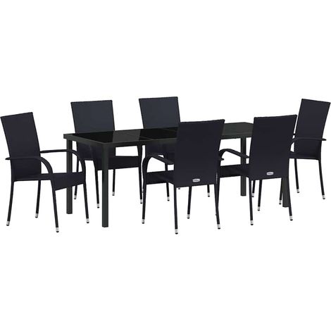 Maison Exclusive - Set da Pranzo per Giardino 7 pcs Nero