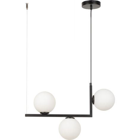 Suspension noire Andy 3 globes blancs G9 Sigma 115cm (1/3)