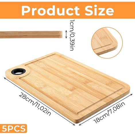 Chopping Board, Bamboo Set, Wooden Board for Breakfast, Bread, Cheese, Vegetables, Apero Service and Kitchen (1/3)