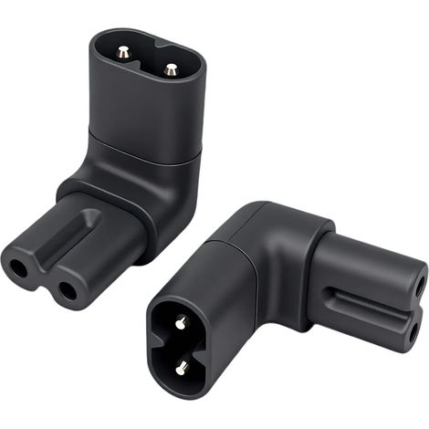 2PCS Adaptateur secteur coude câble C7 vers C8 2 broches, câble alimentation TV coudé angle droit 90°, cable c7 coudé mâle vers femelle, PVC durable cuivre pur, pour maison bureau TV ordinateur (1/5)