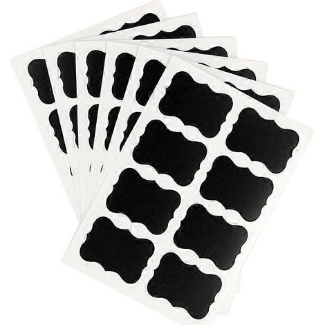 Lot de 6 étiquettes tableau noir premium - Étiquettes tableau noir lavables au lave-vaisselle pour bocaux Mason - Étiquettes autocollantes tableau noir amovibles et imperméables pour bocaux en verre (1/5)