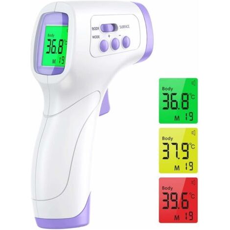 QORVA-Thermometre Frontal Adulte, Thermometre Frontal Infrarouge, 2 en 1 Thermomètre san Contact Bébé Adulte Objet, Thermometre infrarouge avec Alerte Fièvre, Écran LCD et Fonction Mémoire (1/5)