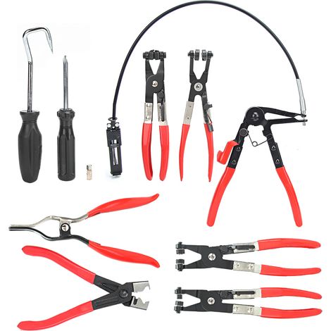 Werkzeugset für Autoreparaturen aus Kohlenstoffstahl: Gebogene Rohrzangen und Schlauchschellen (1/5)