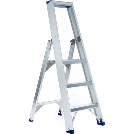 ASC Eurostairs Stufenstehleiter einseitig eloxiert mit Plattform 3 Stufen