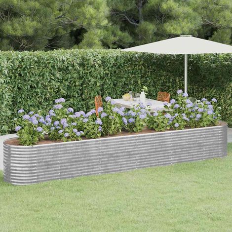 Jardinière - Balconnière à fleurs Acier enduit de poudre 440x80x68cm Argenté BV575352 - BonneVie (1/5)