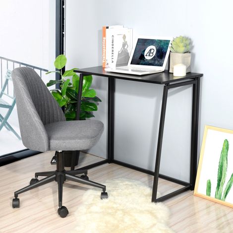 Bureau 80x44x74 cm en bois et métal noir (1/4)