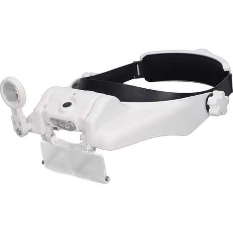Wiederaufladbare LED-Vergrößerungsbrille mit 4 Paaren, Vergrößerungsvisier zum Lesen, Reparieren und für den täglichen Gebrauch, integrierte Beleuchtung (1/5)