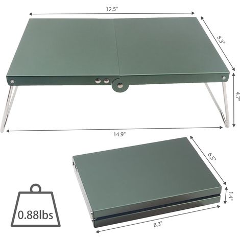 Table d'extérieur ultralégère et compacte, table de camping pliable en aluminium avec sac de transport pour la cuisine en plein air, les pique-niques, le camping et les barbecues (verte) (1/4)
