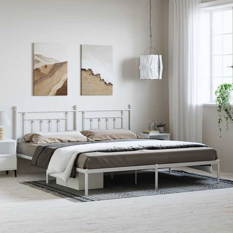 Estructura cama sin colchón con cabecero metal blanco 193x203cm vidaXL (1/5)