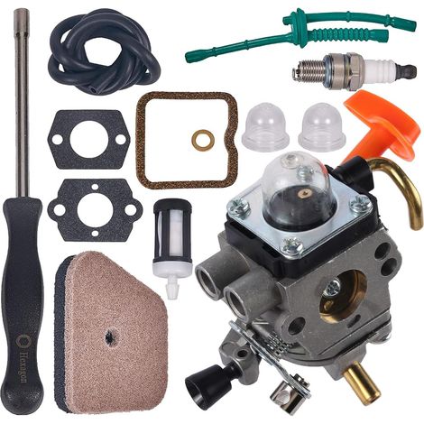 FS90R Vergaser für Stihl FS110R, FS130R, FS100, KM130R, FS130, FS90, KM90R, KM90, FS110, KM110R, HT100 und HT101 mit Einstellwerkzeug und Ventilspiel-Einstellsatz