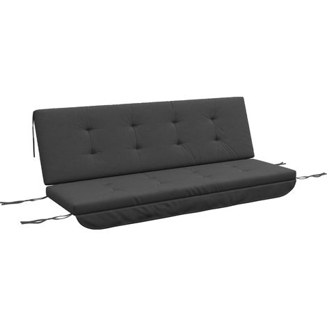 Coussins pour balancelle Hollywood 170 cm, assise et dossier, gris foncé, résistants aux intempéries