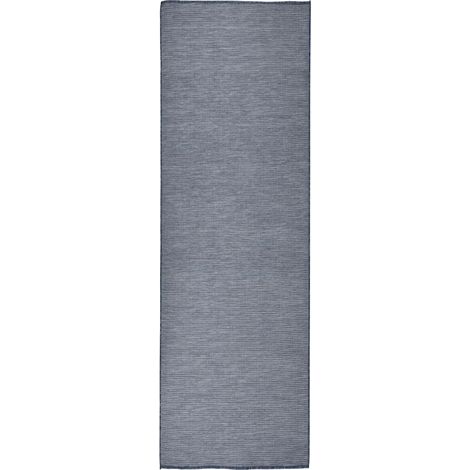 Tapis extérieur à tissage plat Terrasse Salon Cuisine - Tapis de jardin 80x250 cm Bleu BV671478 - BonneVie (1/5)