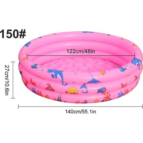 (Rose, 150) Piscine gonflable ronde, en PVC épais, pataugeoire d'été extérieure. (1/4)
