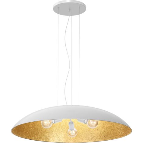 Lampada a sospensione Ø100 bianca interno oro Compo 3xE27 Luminex