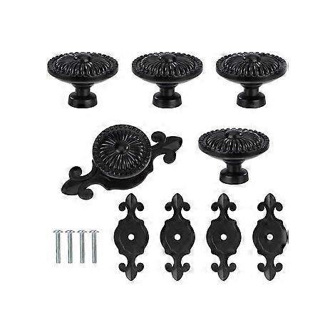 Schubladengriffe, 5-teiliges Möbelgriff-Set, runde Schubladengriffe, Türgriffe, Schrankgriffe (Schwarz)