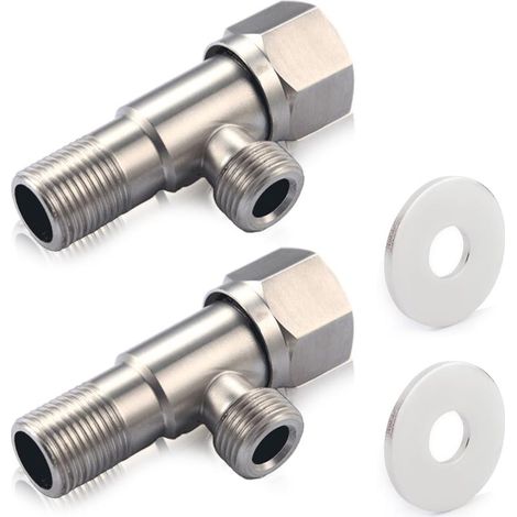 Pièces Robinet équerre de Régulation, Robinet WC Vanne (1/2" 3/8") Inoxydable 304 Machine à Laver Valve (1/5)