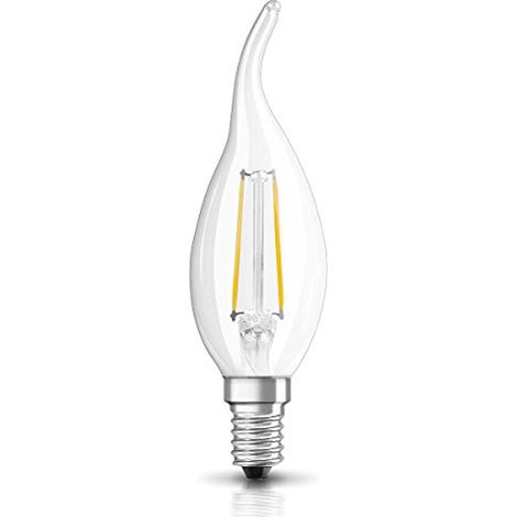 Led Osram Lampadina A Filamanto, Forma Fiamma, E14, 2W Equivalente 23W, 230V, Chiaro, Bianco Caldo 2700K, 1 Parte Lot (1/4)