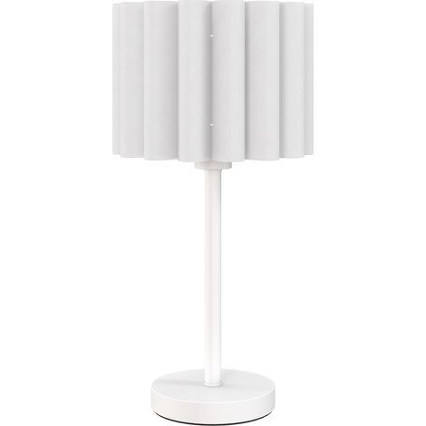 Lampe de table style rétro, lampe de chevet, abat-jour en plastique, interrupteur à bouton-poussoir, blanche (1/5)