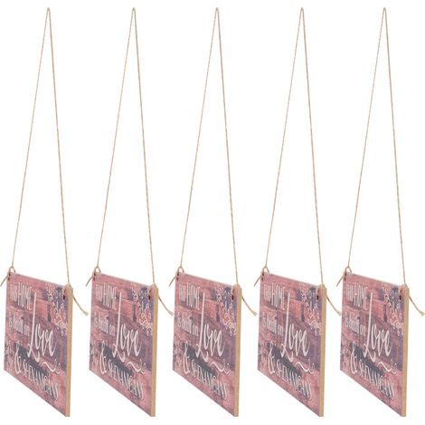 Lot de 5 panneaux suspendus en bois, style champêtre, pour la décoration de porte ou de magasin pendant les fêtes.