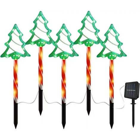 Lumière LED pour sapin de Noël, lampe solaire à piquer dans le sol, décoration de Noël pour jardin et pelouse, guirlande lumineuse d'ambiance, modèle solaire « 1+5 » (1/3)