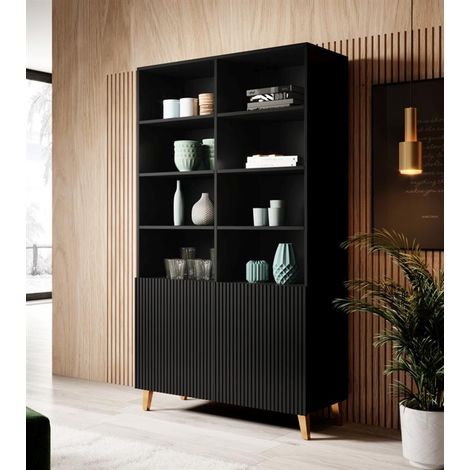 Armoire design noir mat 176 x 100cm Gustave - Sans option (1/4)