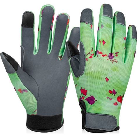 Gants de jardinage, gants de travail respirants en cuir absorbant la transpiration (vert, L) (1/5)