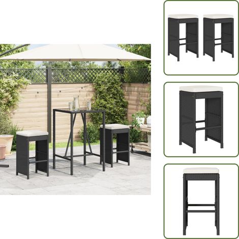 Tabourets de bar jardin coussins lot de 2 noir résine tressée - Tabouret De Bar De Jardin - Tabourets De Bar De Jardin - Tabouret - Tabouret De Jardin (1/5)