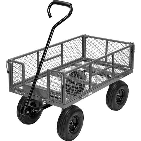 Chariot de Jardin Robuste et Convertible Capacité de Charge 400kg Chariot de Transport avec Grilles Métalliques et Bâche Intérieure Poignée Rotative pour Jardin Camping Festival (1/5)