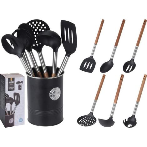 paletas cocina madera nylon 7 piezas juego (1/3)