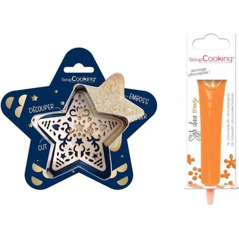 Kit pour biscuit en relief Étoile + Stylo au chocolat orange