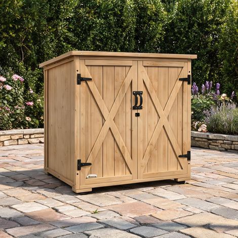 Coffre de rangement extérieur 77,5 x 88 x 90 cm en bois gris (1/5)