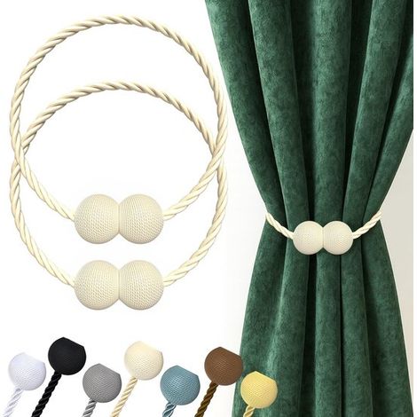 Fermacravatte magnetici per tende beige, 2 pezzi, ganci fermatende con clip per tende decorative in casa, camera da letto e ufficio (beige) (1/5)