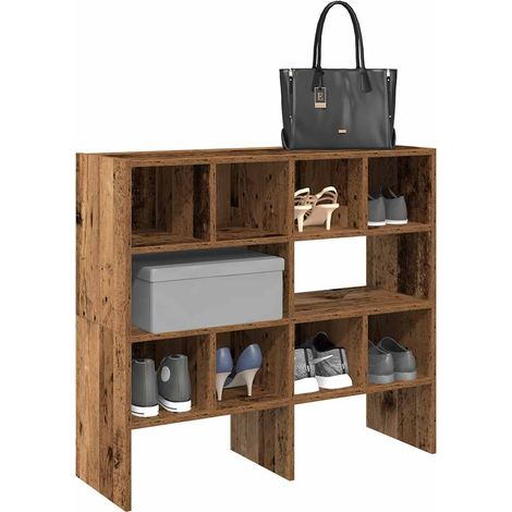 Schuhregale 2 Stk. Stapelbar Altholz-Optik 89,5x30x40 cm