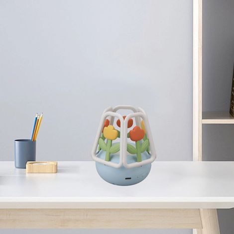 Nachtlicht mit Tulpenmuster, wiederaufladbar und dimmbar, aus Silikon, 5 Farbtemperaturen, originelles Geschenk-Nachtlicht, blau. (1/5)